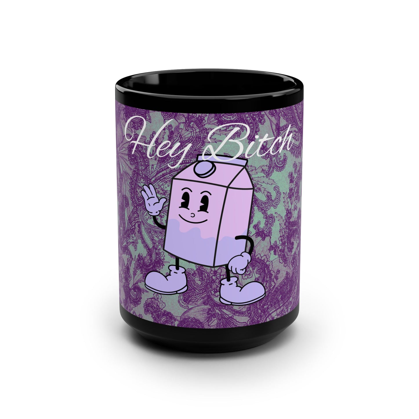 Mug: Vintage Milk Carton Cartoon Hey Bitch Mug 15oz